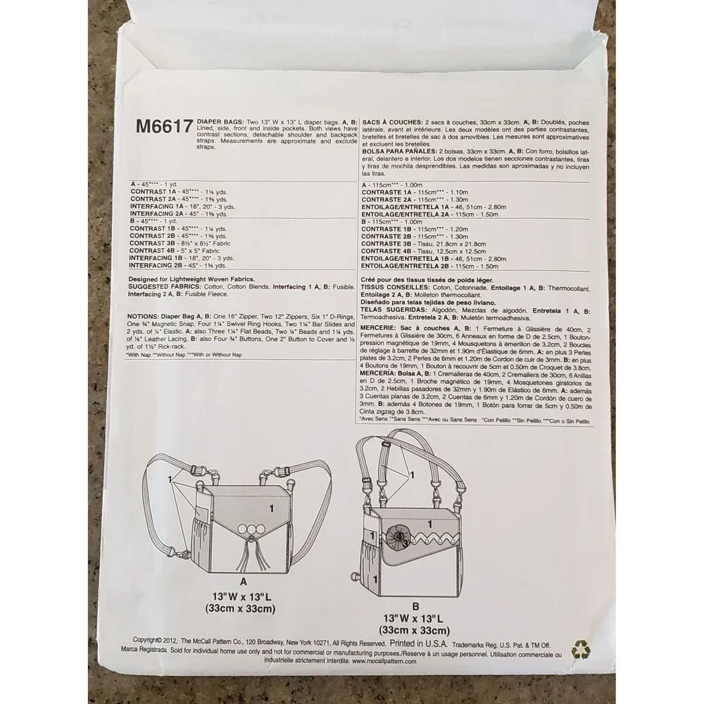 McCalls diaper bag